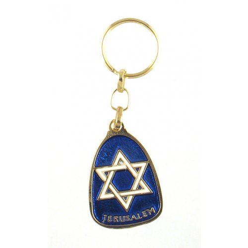 Llavero Estrella de David azul (metal) - Tienda Bacari