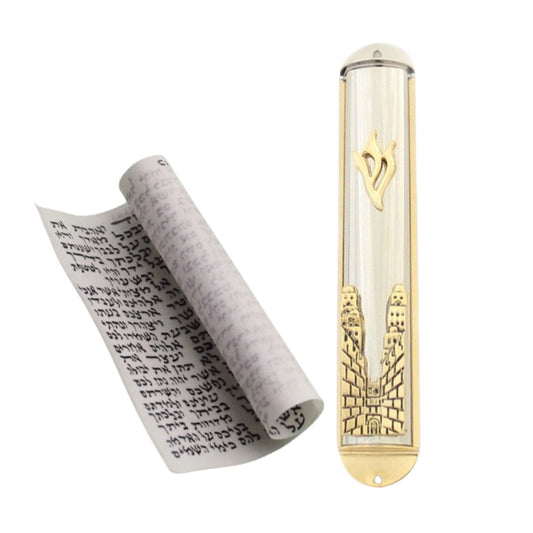 Golden Mezuzah with Parchment